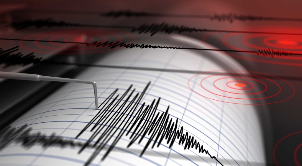 Seismografische Aufzeichnung eines Erdbebens